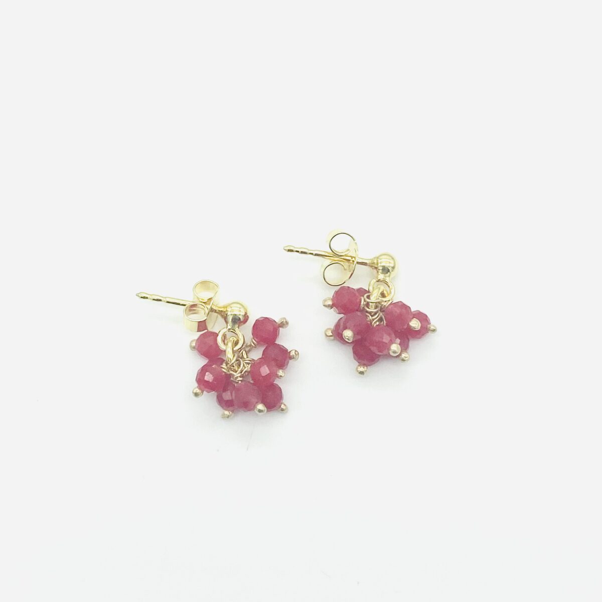 freudenschmuck-Duesseldorf-Ohrstecker-mit-Bouquetanhaenger-Sterlingsilber-vergoldet-160-3-0097G-Pink